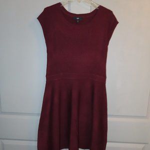 Burgundy A-Line Sweater Dress